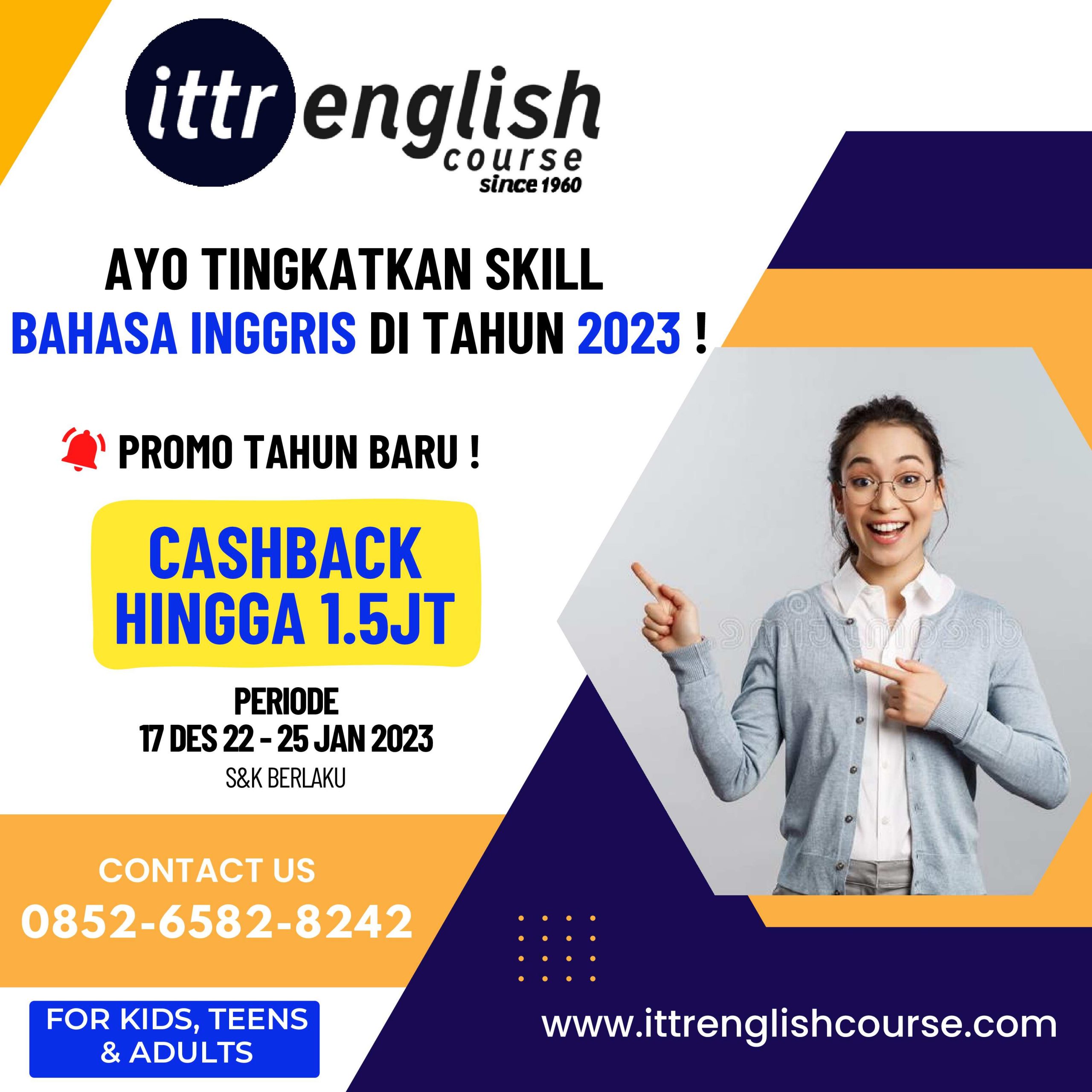 Read more about the article Promo Kursus Bahasa Inggris Edisi Tahun Baru 2023 Cashback Hingga 1,5 Juta